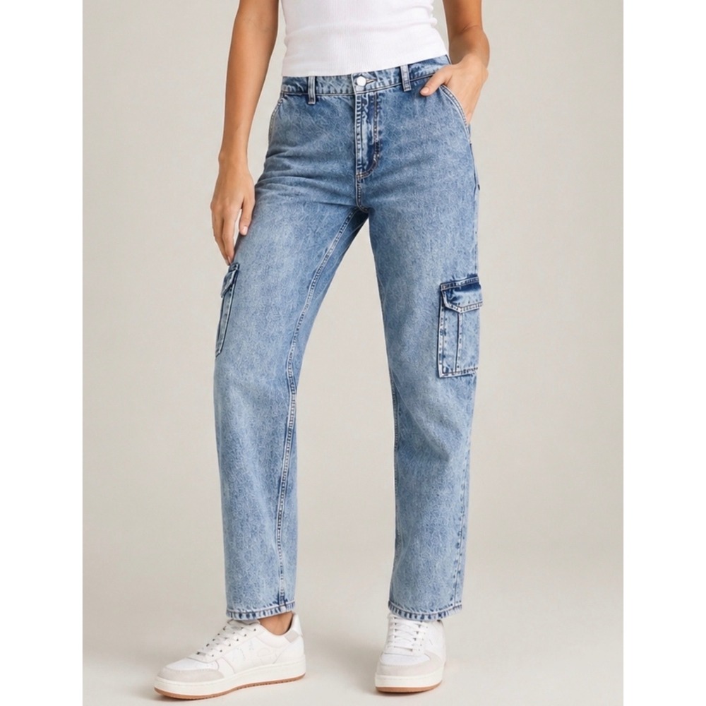 RAILS Speedway Cargo Relaxed Boyfriend Jeans In Breezy Blue Mineral Wash Size 26